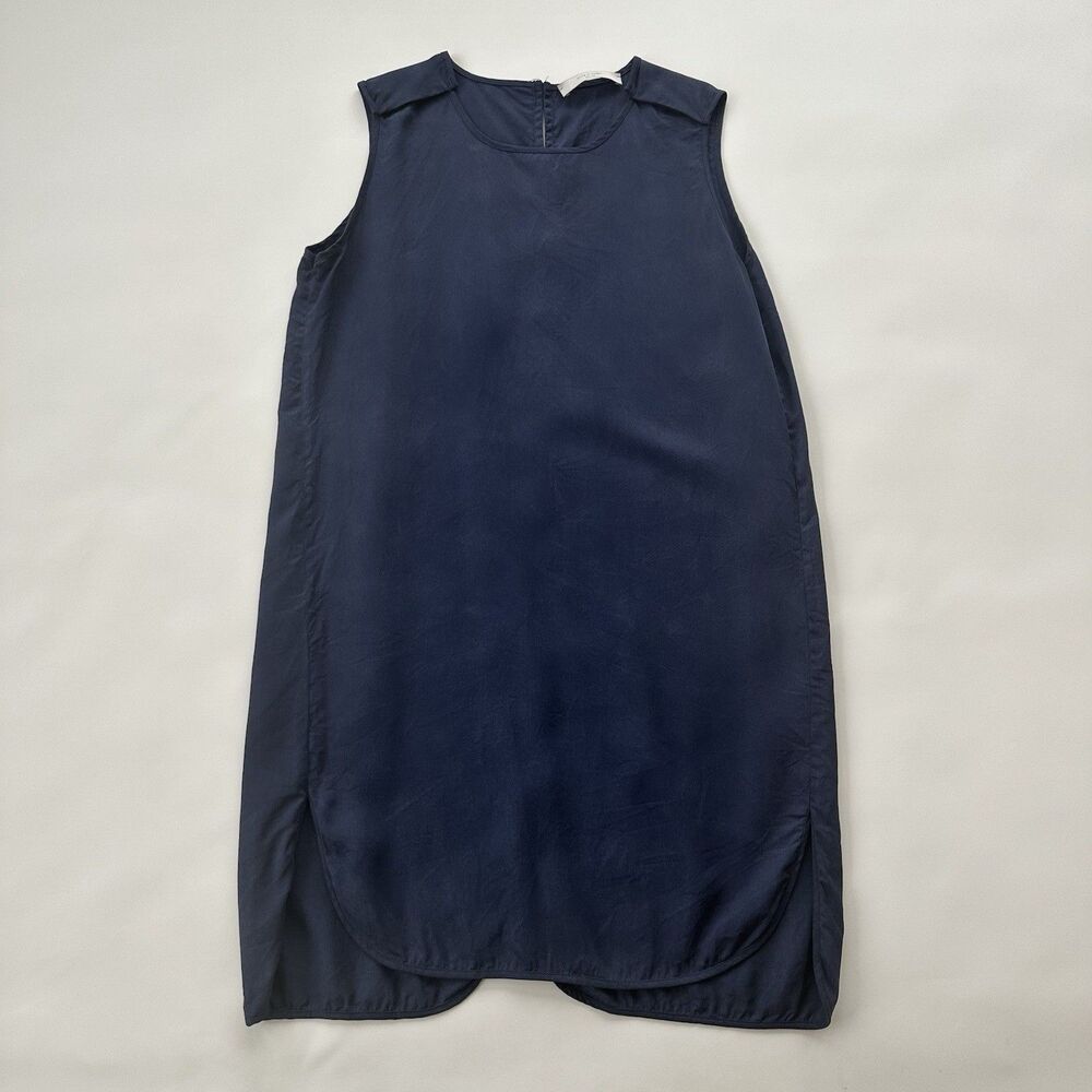 7115 By Szeki Sleeveless Knee Length MiniDress Womens Small Medium Blue Tencel